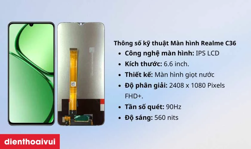 Giới thiệu màn hình Realme C36