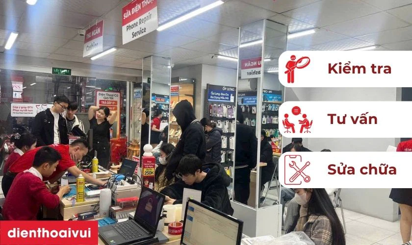 Kỹ thuật vi&ecirc;n đ&aacute;nh gi&aacute; t&igrave;nh trạng m&aacute;y, x&aacute;c định lỗi cụ thể v&agrave; tư vấn phương &aacute;n sửa chữa