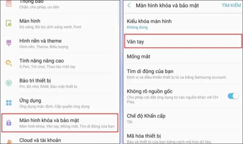 Kiểm tra và đăng ký lại dấu vân tay