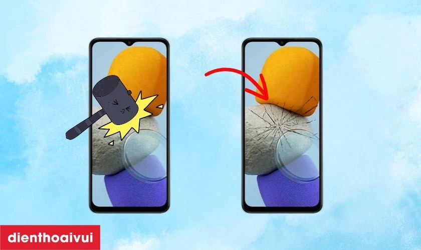 Dấu hiệu cho thấy m&agrave;n h&igrave;nh M23 bị vỡ, nứt