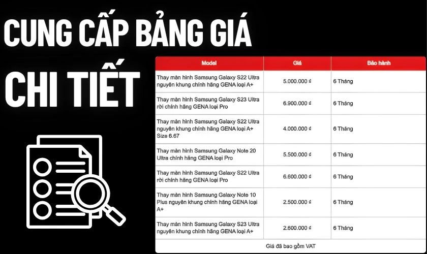 Một địa chỉ uy tín sẽ cung cấp bảng giá chi tiết công khai