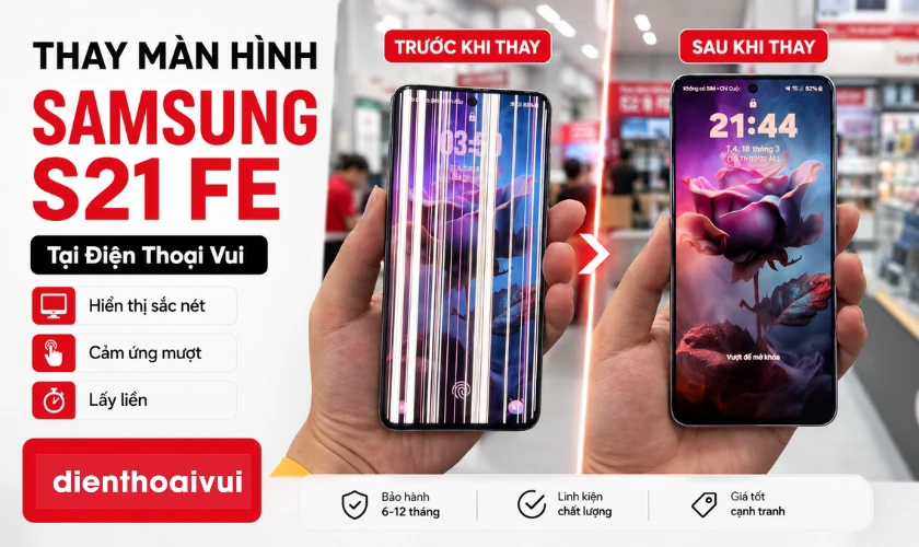 trước v&agrave; sau khi thay m&agrave;n s21 fe
