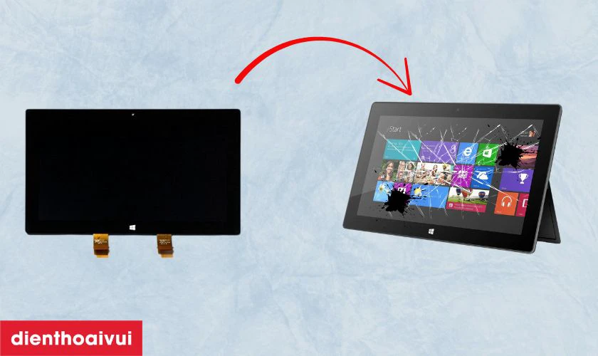 Dấu hiệu cần thay m&agrave;n h&igrave;nh Surface Pro 1