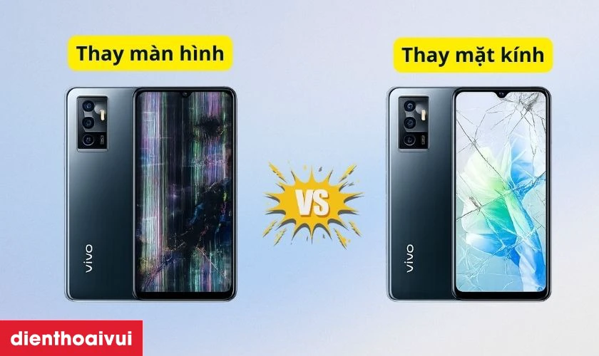 Trường hợp cần thay mặt k&iacute;nh v&agrave; thay m&agrave;n h&igrave;nh Vivo V23E