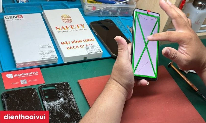 Quy tr&igrave;nh thay m&agrave;n h&igrave;nh Vivo X90 Pro chuy&ecirc;n nghiệp lấy liền tại Điện Thoại Vui