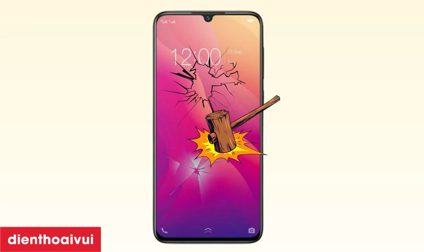 M&agrave;n h&igrave;nh Vivo Y19 bị nứt, chảy mực