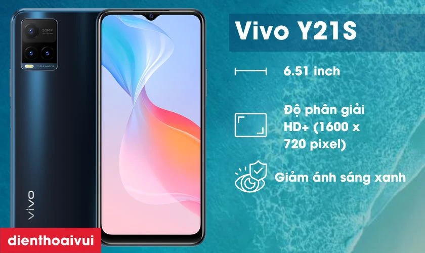 Vivo Y21s sở hữu m&agrave;n h&igrave;nh IPS LCD 6.51 inch với độ ph&acirc;n giải HD+