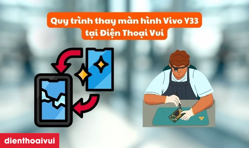 Quy tr&igrave;nh thay m&agrave;n h&igrave;nh Vivo Y33 chuy&ecirc;n nghiệp lấy liền tại Điện Thoại Vui