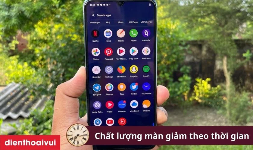 M&agrave;n h&igrave;nh bị l&atilde;o h&oacute;a theo thời gian