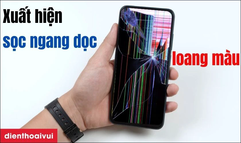 M&agrave;n h&igrave;nh Xiaomi Poco c&oacute; c&aacute;c vết sọc xanh đỏ đen