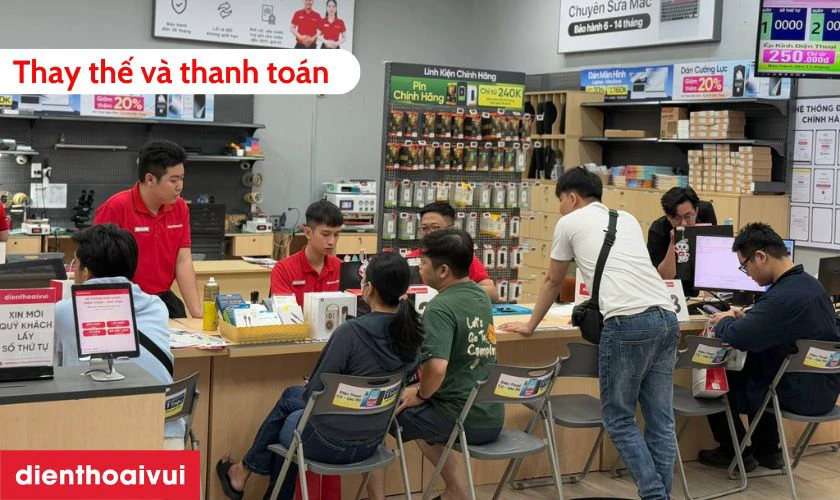 Sau khi ho&agrave;n tất thay m&agrave;n h&igrave;nh, thiết bị sẽ được kiểm tra lại chức năng