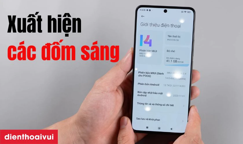 M&agrave;n h&igrave;nh Xiaomi Poco X6 c&oacute; c&aacute;c đốm s&aacute;ng