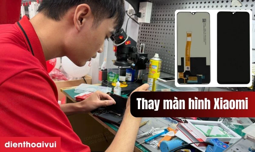 Quy trình thay màn hình Xiaomi Redmi Note 15C tại Điện Thoại Vui