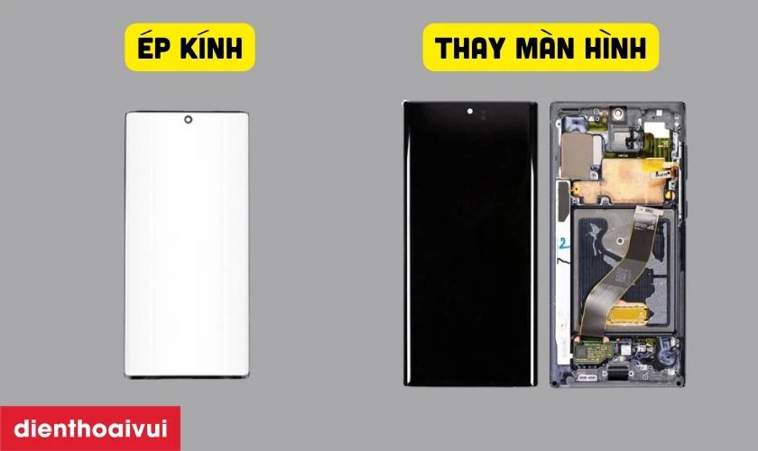 Ph&acirc;n biệt thay &eacute;p k&iacute;nh v&agrave; thay m&agrave;n h&igrave;nh