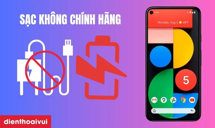 Sạc kh&ocirc;ng ch&iacute;nh h&atilde;ng dễ l&agrave;m chai pin