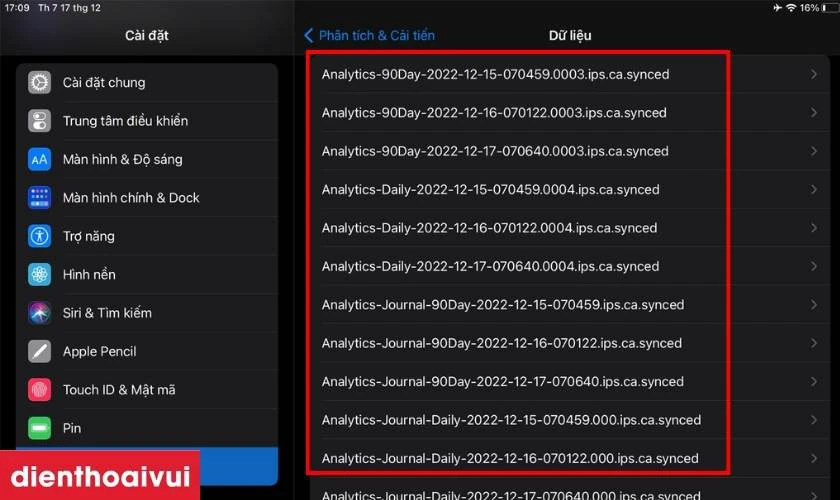 Các dữ liệu phân tích iPad Gen 10 sẽ được hiển thị