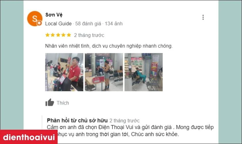 Khách hàng khác rất hài lòng về đội ngũ nhân viên và chất lượng dịch vụ thay pin iPad Gen 10 chính hãng