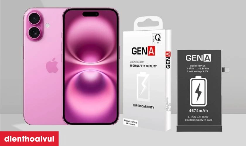 Pin ch&iacute;nh h&atilde;ng GENA thay cho iPhone 16 Plus c&oacute; tốt kh&ocirc;ng?