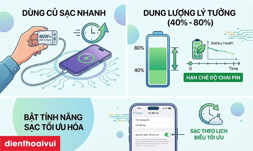 Mẹo sử dụng v&agrave; sạc pin iPhone 17 hiệu quả