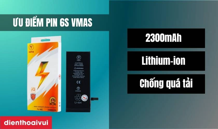 Ưu điểm khi thay pin iPhone 6s dung lượng cao ch&iacute;nh h&atilde;ng Vmas