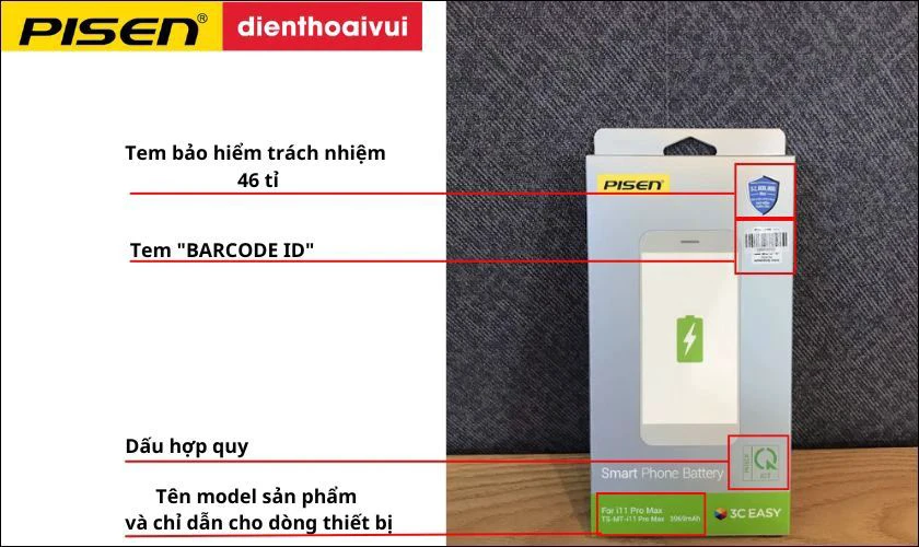 Mẹo ph&acirc;n biệt pin Pisen ch&iacute;nh h&atilde;ng&nbsp;qua mặt trước hộp