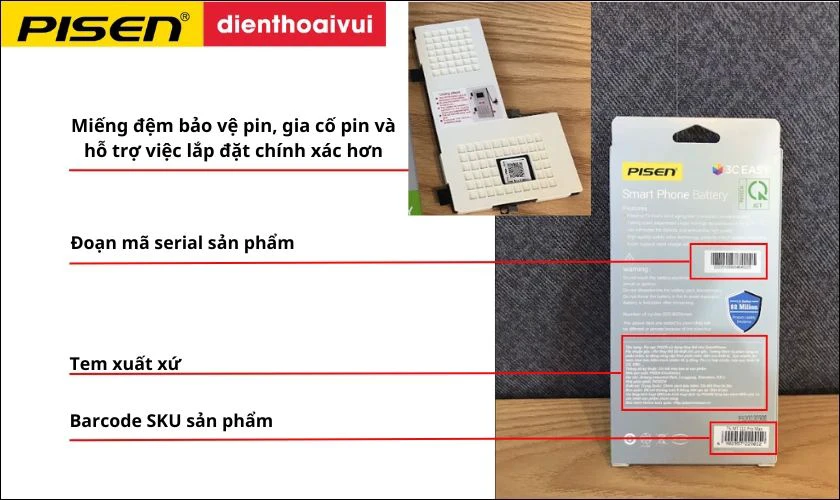 Mẹo ph&acirc;n biệt pin Pisen ch&iacute;nh h&atilde;ng&nbsp;vỏ sau hộp