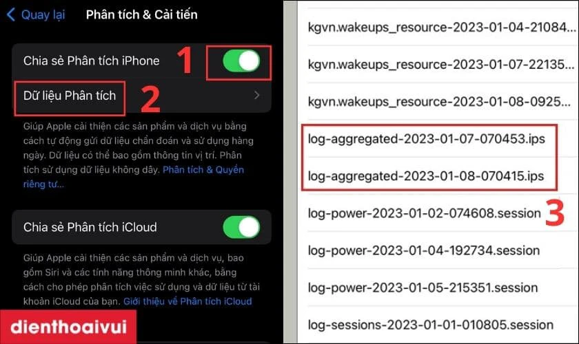 Chọn vào mục Dữ liệu phân tích chọn file có dạng log-aggregated-XXX.ips