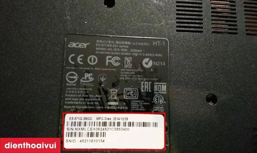 C&aacute;ch kiểm tra pin laptop Acer Aspire V5-111 ch&iacute;nh h&atilde;ng