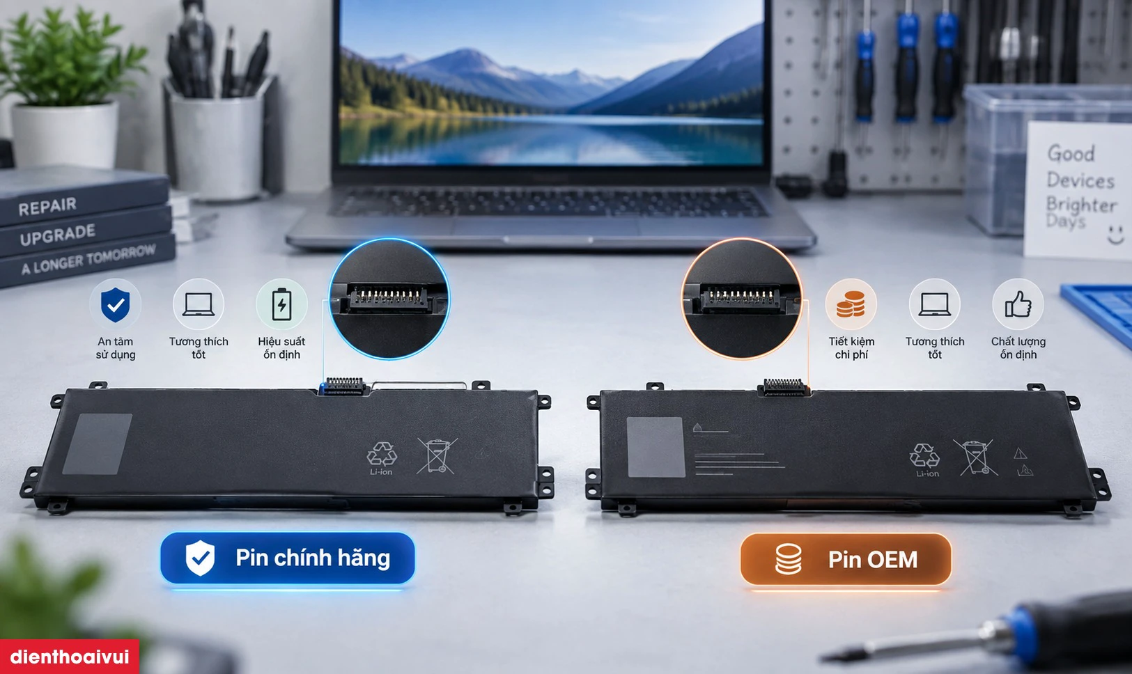 Pin ch&iacute;nh h&atilde;ng với Pin OME