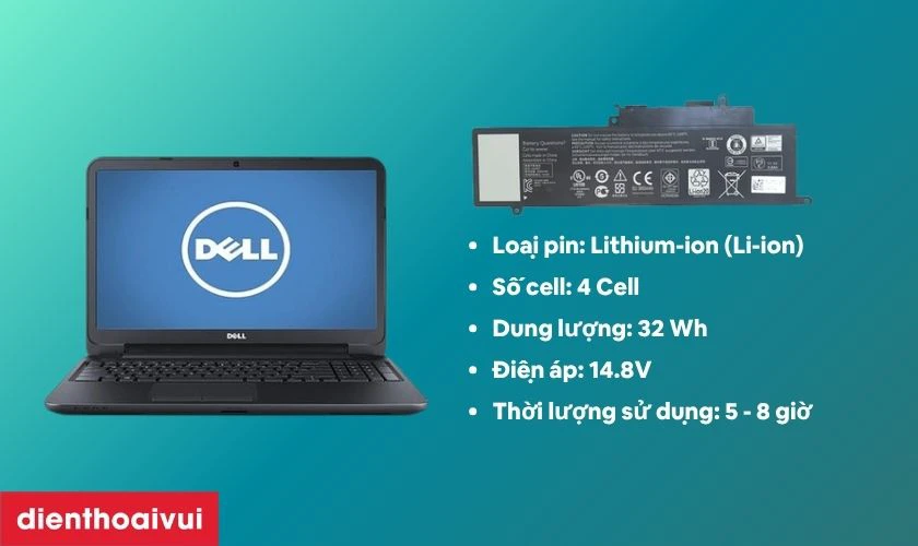 Pin laptop Dell Dell Inspiron 11 3150 d&ugrave;ng loại n&agrave;o?