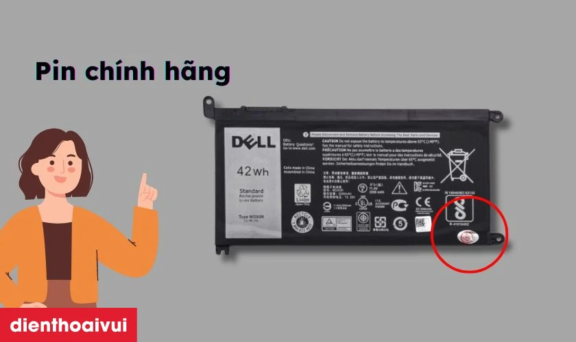 Pin ch&iacute;nh h&atilde;ng được nhiều người lựa chọn để thay cho laptop Dell Inspiron 13 3782