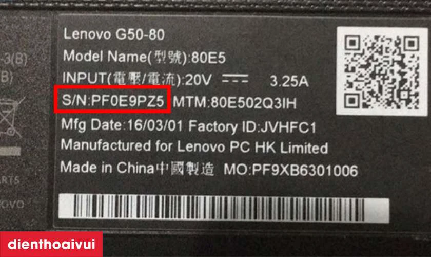 Mỗi chiếc pin ch&iacute;nh h&atilde;ng của Dell đều được in một d&atilde;y số serial duy nhất