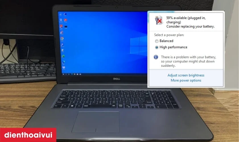 Dấu hiệu thay pin laptop Dell Inspiron 17 5767