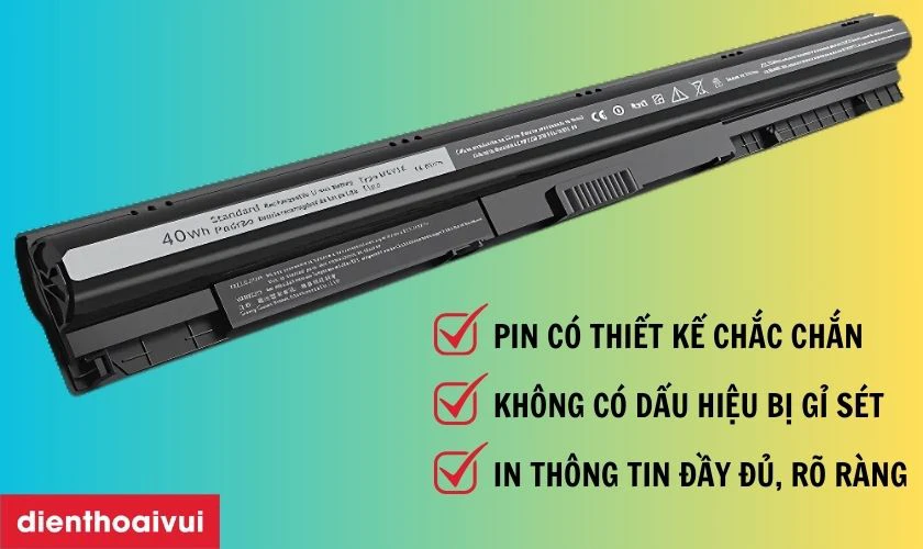Pin laptop Dell Inspiron 5551 chất lượng thường c&oacute; thiết kế chắc chắn