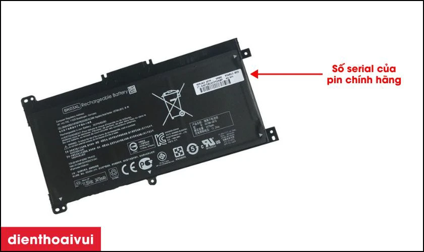 Kiểm tra theo số serial in tr&ecirc;n pin