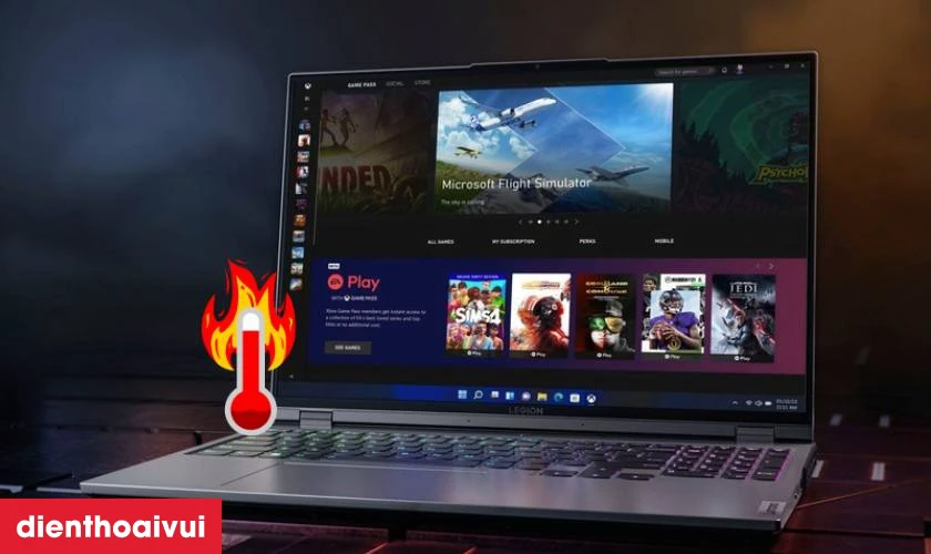 Sử dụng laptop Lenovo li&ecirc;n tục trong m&ocirc;i trường nhiệt độ cao