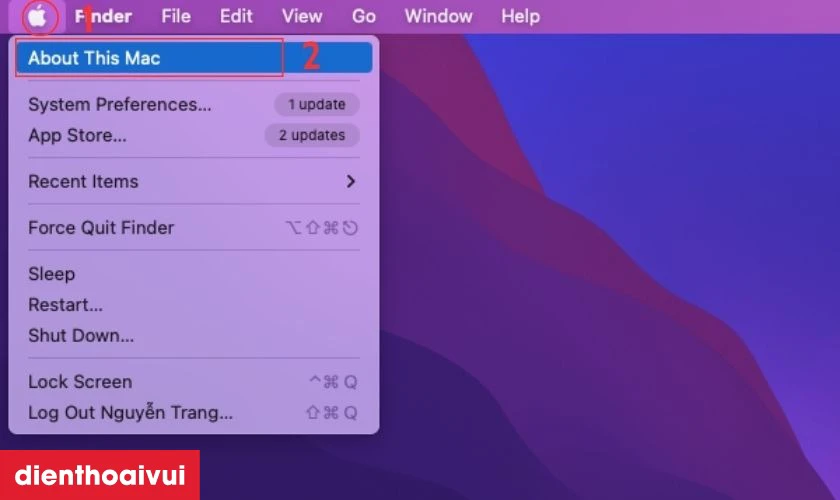 Nhấn About This Mac
