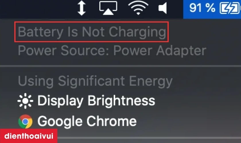 M&aacute;y hiển thị c&aacute;c th&ocirc;ng b&aacute;o lỗi li&ecirc;n quan đến pin như Battery Not Charging, Battery Overheating