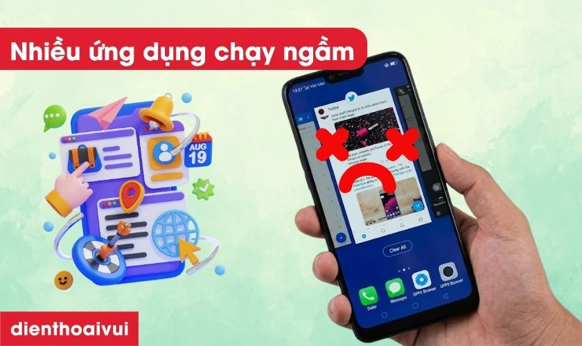 Để nhiều ứng dụng chạy ẩn l&agrave;m tốn pin