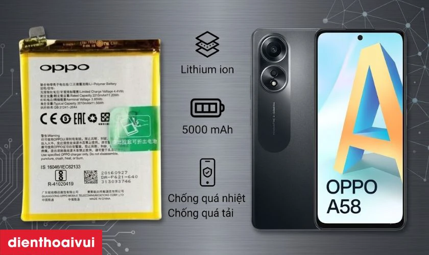 Những thông tin cần biết về pin OPPO A58