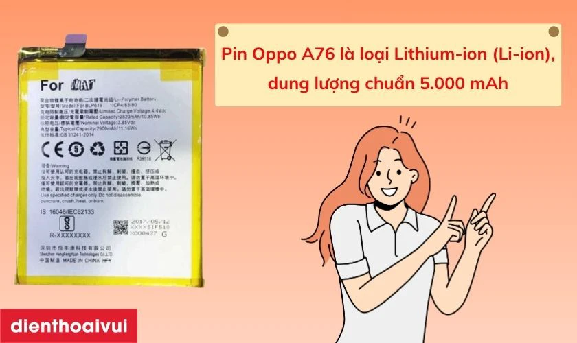 Giới thiệu pin Oppo A76