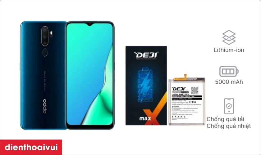 Đ&aacute;nh gi&aacute; pin Oppo A9 2020 ch&iacute;nh h&atilde;ng Deji