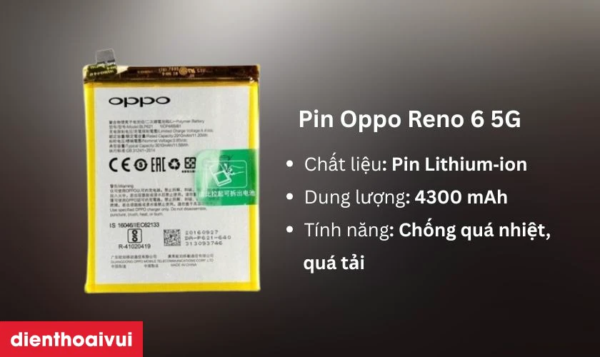 Giới thiệu thiệu pin Oppo Reno 6 5G