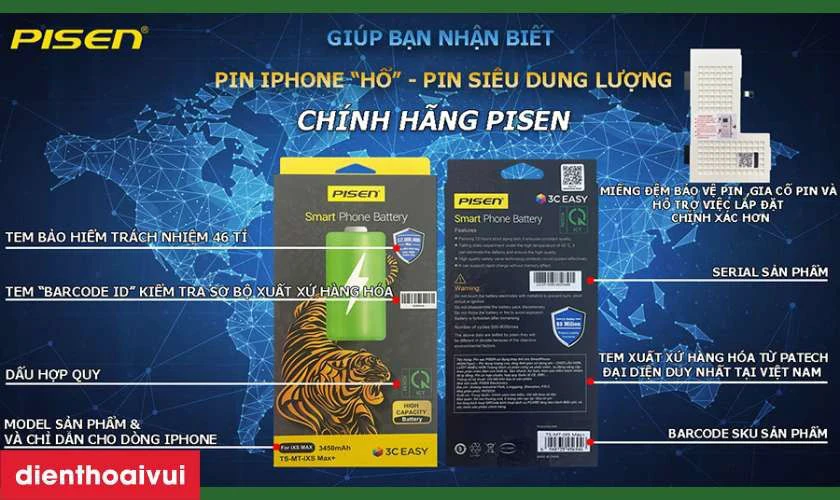 C&aacute;ch nhận biết pin Pisen ch&iacute;nh h&atilde;ng thay cho iiPad Pro 10.5