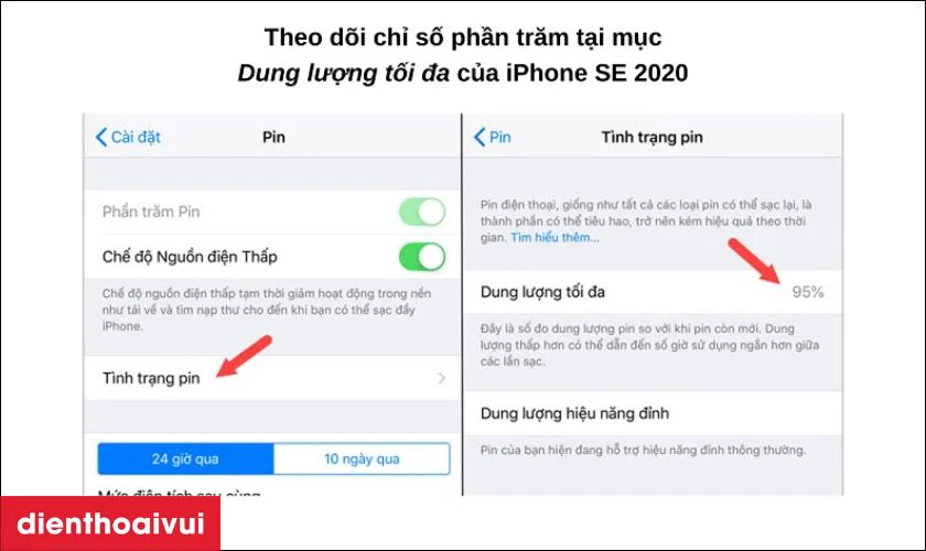 Pin iPhone SE 2020 còn bao nhiêu nên thay?