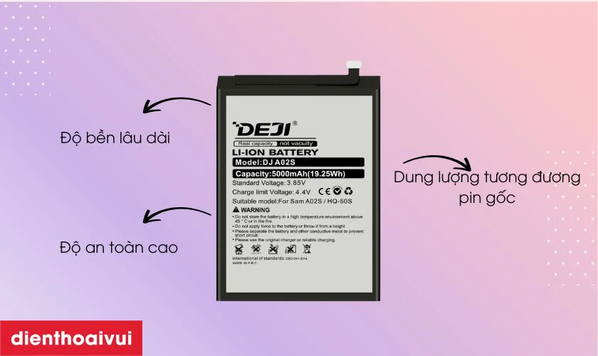 Pin ch&iacute;nh h&atilde;ng Deji thay cho Samsung A02S c&oacute; tốt kh&ocirc;ng?