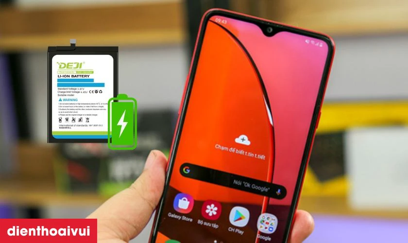 Giới thiệu pin Samsung A20 ch&iacute;nh h&atilde;ng Deji