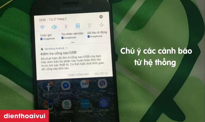 C&aacute;c cảnh b&aacute;o pin từ thiết bị, hệ thống