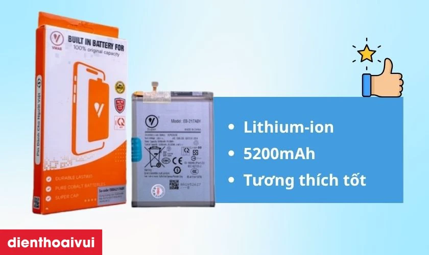 Thay pin Samsung Galaxy A12 dung lượng cao Vmas