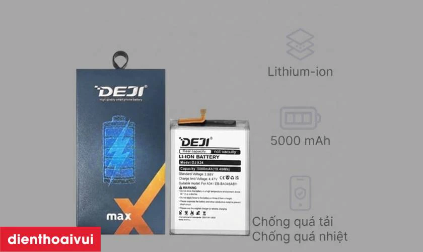 Đ&aacute;nh gi&aacute; pin Samsung Galaxy A35 h&atilde;ng Deji